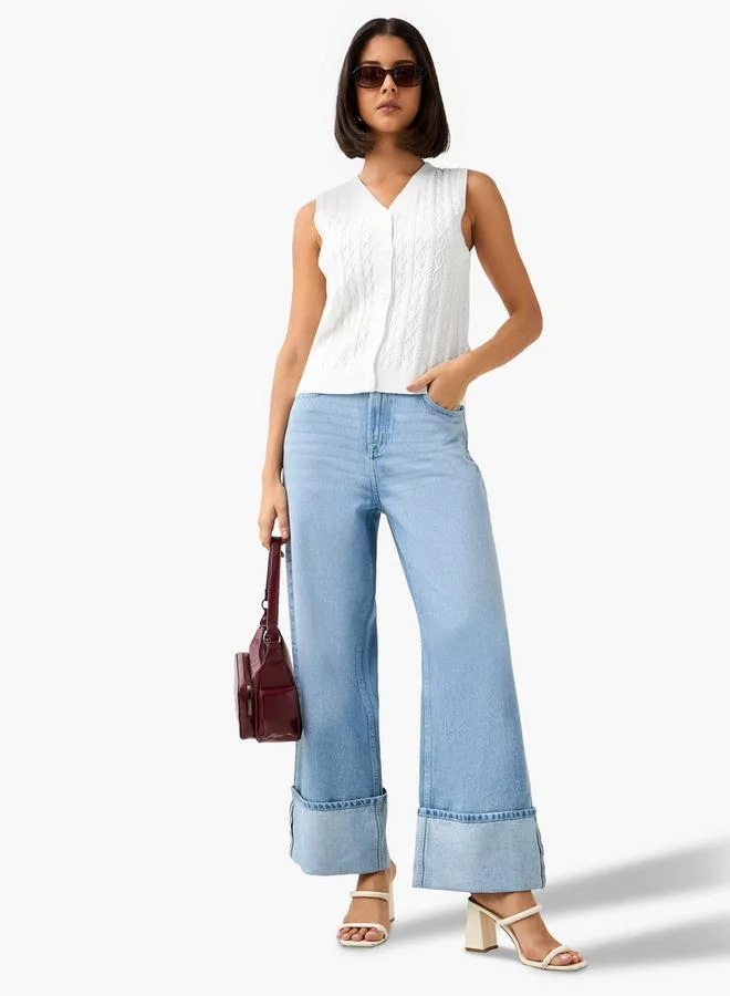 Splash FAV BLUE Turn-Up Hem Jeans for Women | Best Price UAE