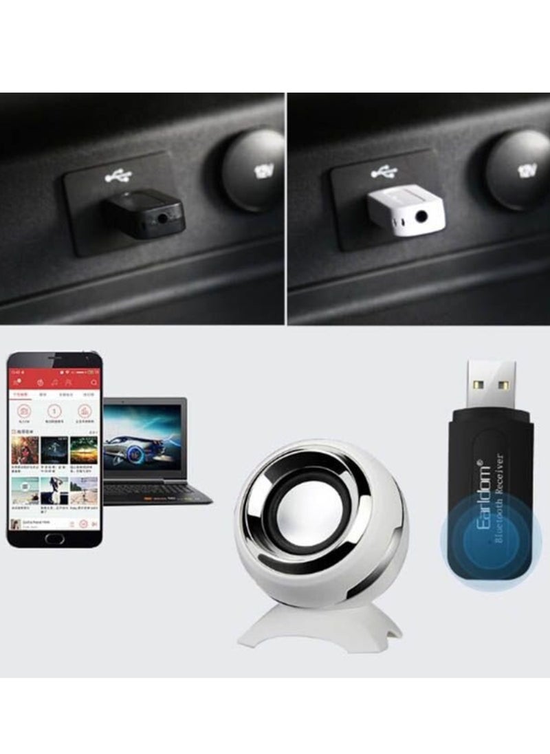Generic - M22 USB Car u0026 Home Stereo Bluetooth Receiver 3.5mm – Wireless Music Streaming Adapter for Car, Home Audio, and Speakers (White) - Image 1