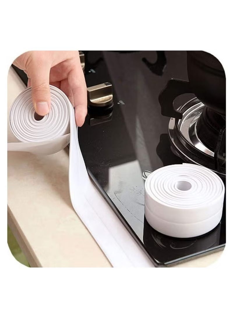 Generic Caulk Tape White Bathroom Corner Caulking Tape Waterproof Self Adhesive Sealing Tape Used for Kitchen Sink Bathroom Bathtub Tub Floor Wall Edge Protector Strip  - Image 3