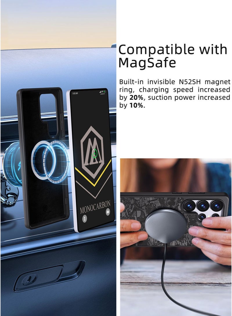 MONOCARBON Real Carbon Fiber Samsung Galaxy S25 Ultra Case Cover MagSafe Compatible Mil Grade Scratch Resistant - Matte Black - Image 3