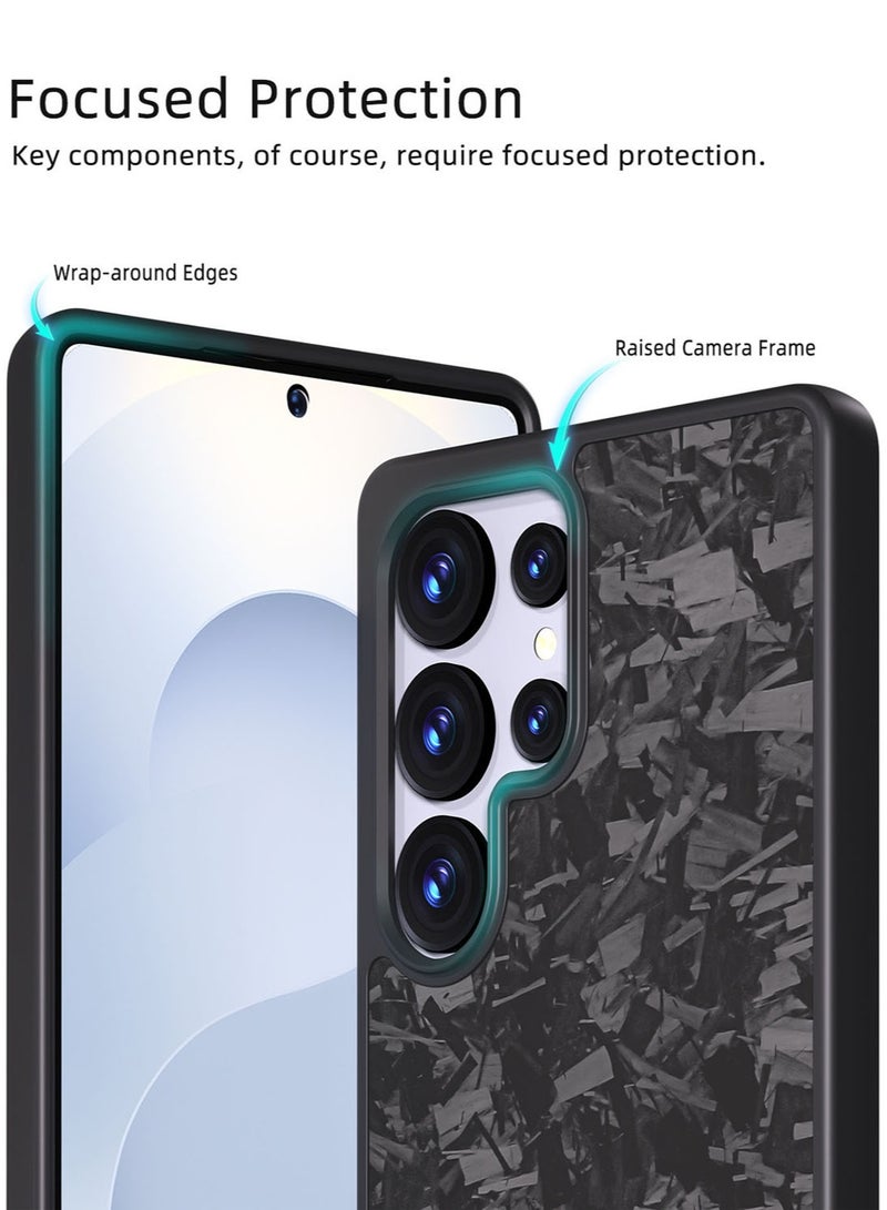 MONOCARBON Real Carbon Fiber Samsung Galaxy S25 Ultra Case Cover MagSafe Compatible Mil Grade Scratch Resistant - Matte Black - Image 4