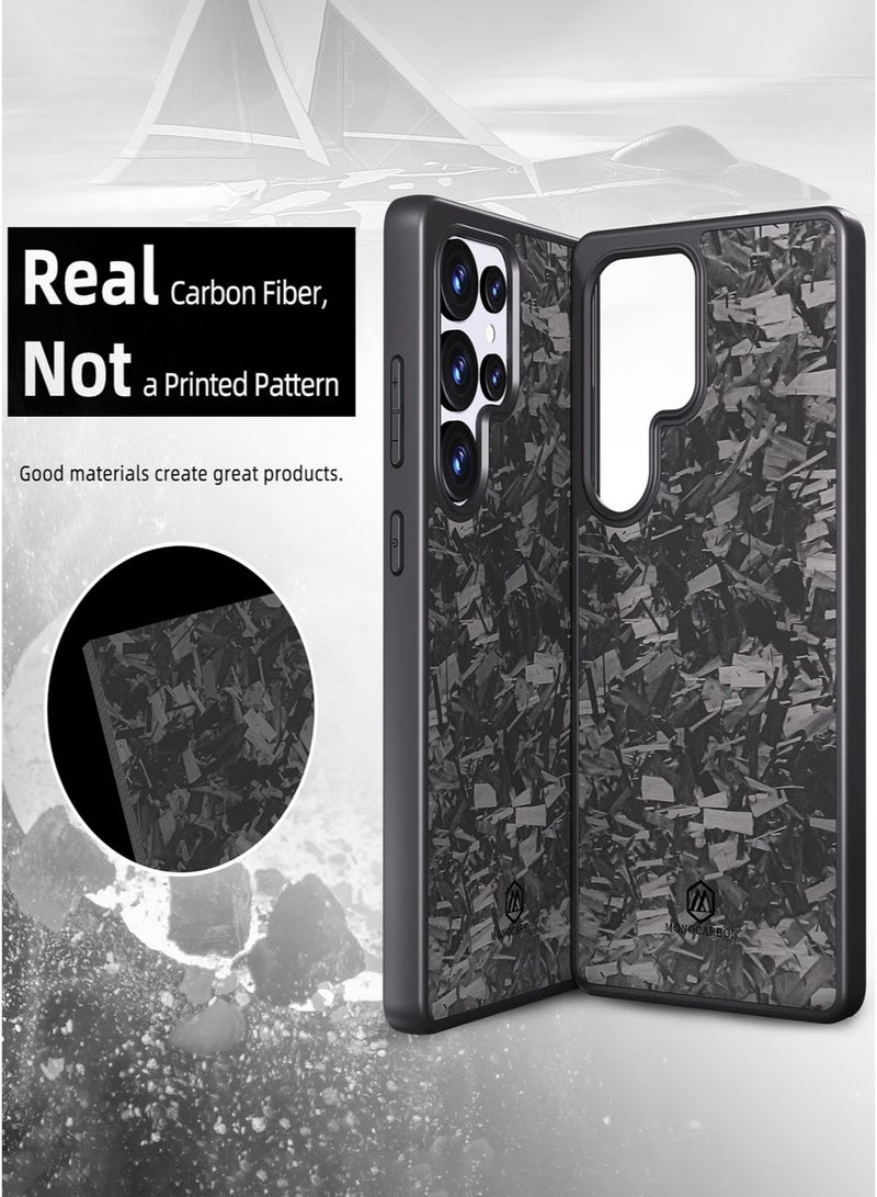 MONOCARBON Real Carbon Fiber Samsung Galaxy S25 Ultra Case Cover MagSafe Compatible Mil Grade Scratch Resistant - Matte Black - Image 2