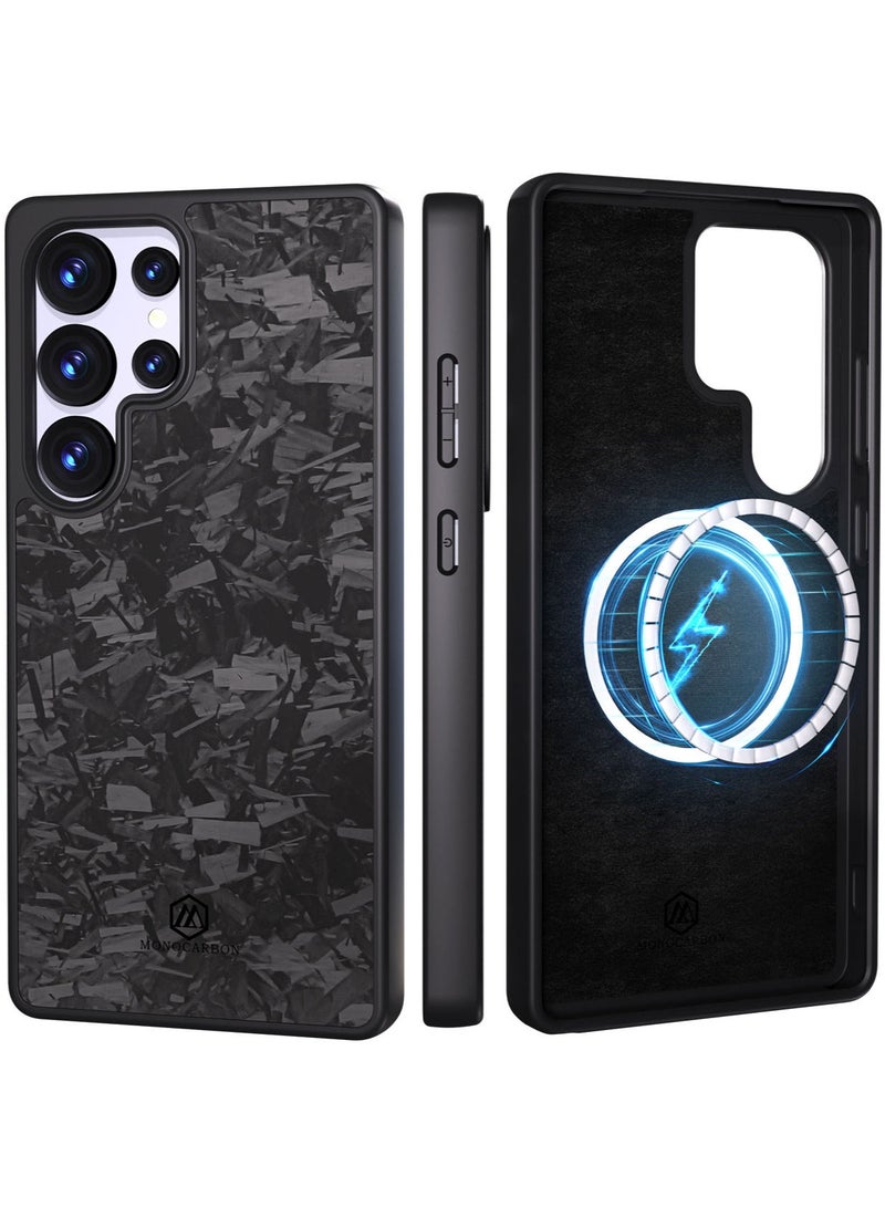 MONOCARBON Real Carbon Fiber Samsung Galaxy S25 Ultra Case Cover MagSafe Compatible Mil Grade Scratch Resistant - Matte Black - Image 1