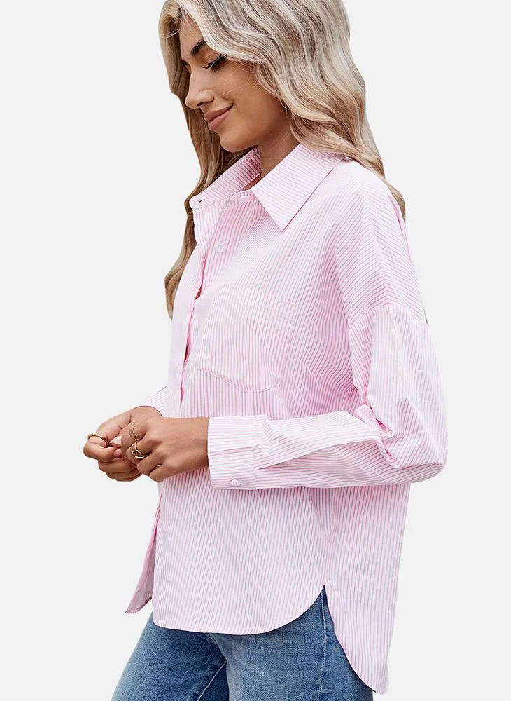 يونيكي Pink Striped Regular Fit Shirt