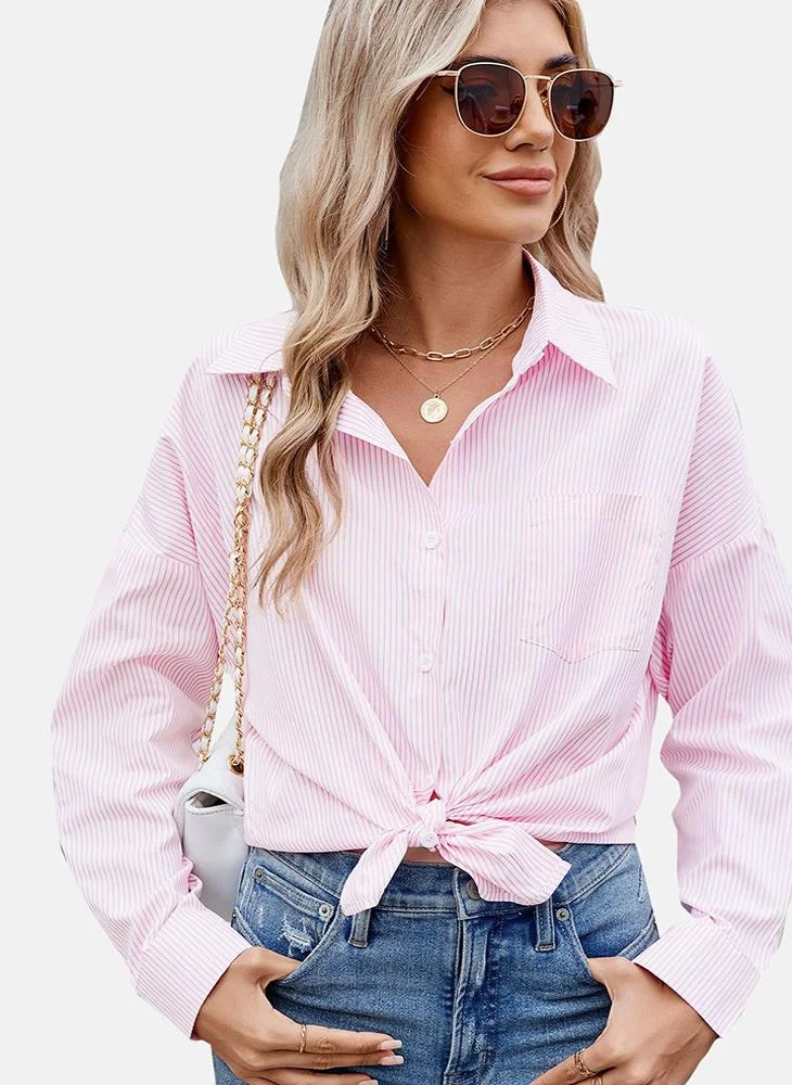 يونيكي Pink Striped Regular Fit Shirt