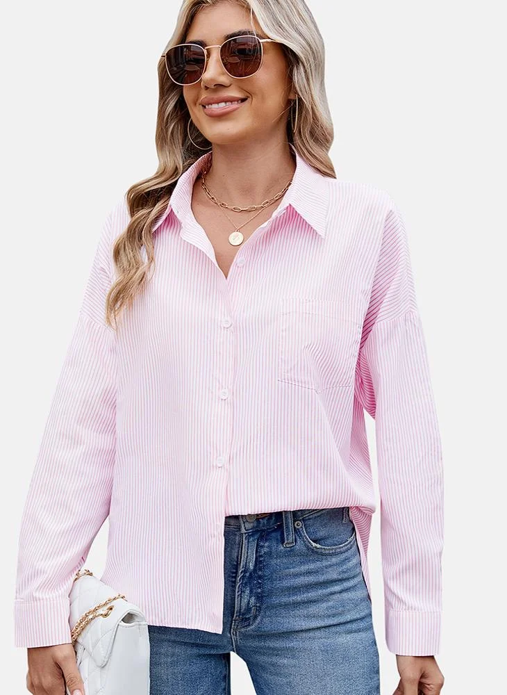 يونيكي Pink Striped Regular Fit Shirt