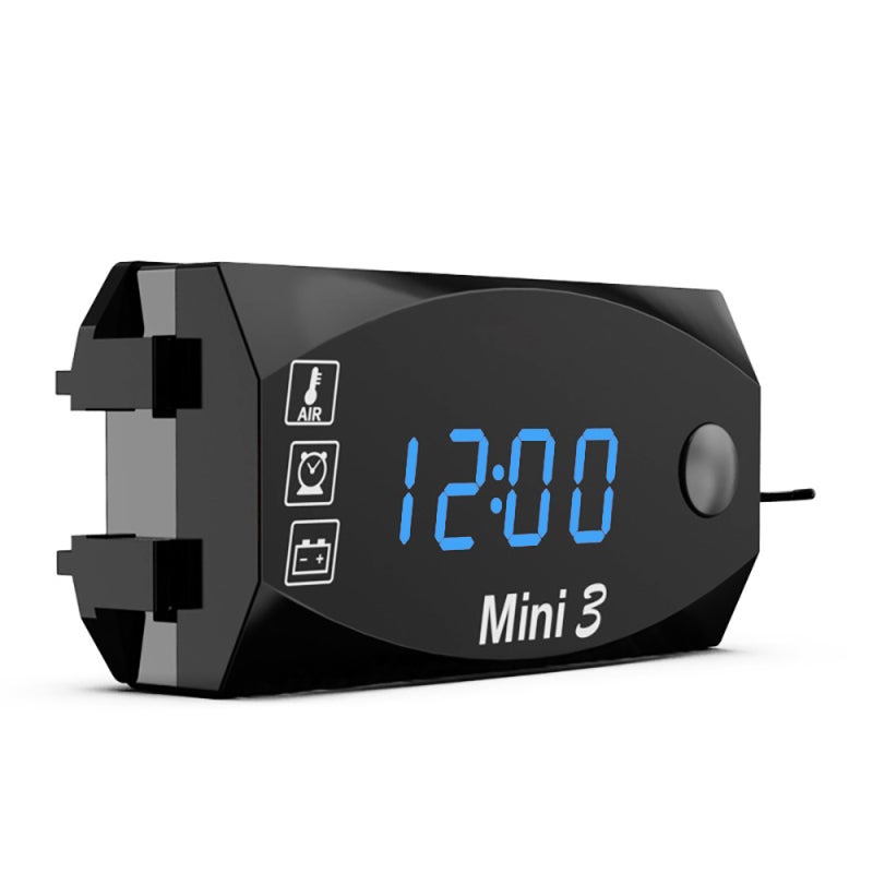 Digital Time Clock 3-In-1 Meter Large-Screen Display - Waterproof Reliable Quality Motorcycle Voltmeter for 6-30V Motorcycle, Car, Marine Boat - Image 1