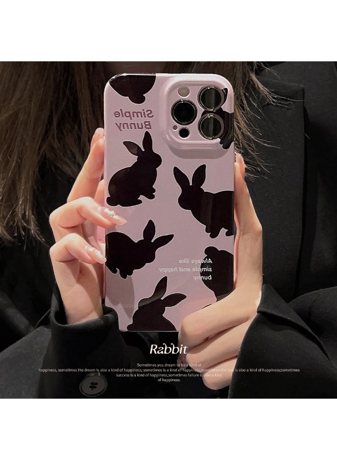 NIBEMINENT Film Black Rabbit Protective TPU Case Cover For iPhone 16 Pro, Black Rabbit On A Purple Background