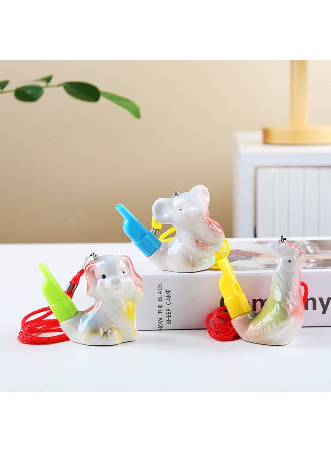 Zodiac Water Whistle Ceramic With Plastic Whistle Whistle Kindergarten Children's Toys Scenic Spot Stall Wholesale-Specifications:Bull Belt Rope  - Image 5