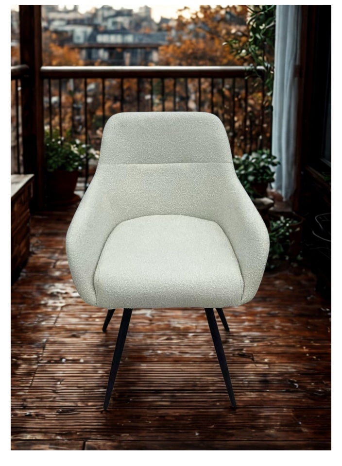 SMART HOME Dining Chair Set Consisting Of 4 Chairs, A Comfortable And Modern Padded Chair For The Living Room, A Luxurious Dining Chair With A Modern And Comfortable Design - High-Quality Fabric Upholstery In Beige - Durable Metal Legs In Black - Ideal For Dining Rooms, Restaurants, And Cafes  - Image 2