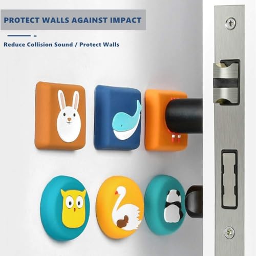 TOMATUS® Cute Cartoon Silicone Crash Pad, Door Handle Wall Protectors, Self Adhesive Bumper Guard Stopper, Pack of 4, Random Pattern - Image 2