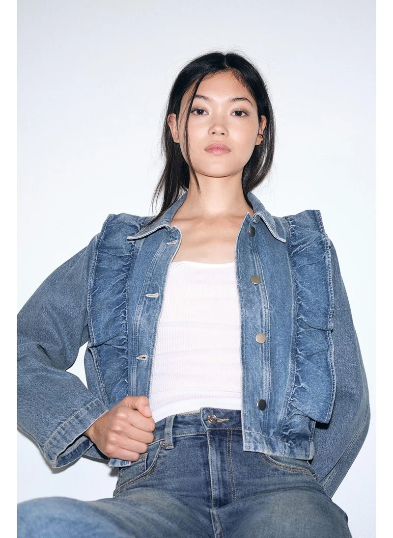 H&M Frill-trimmed denim jacket