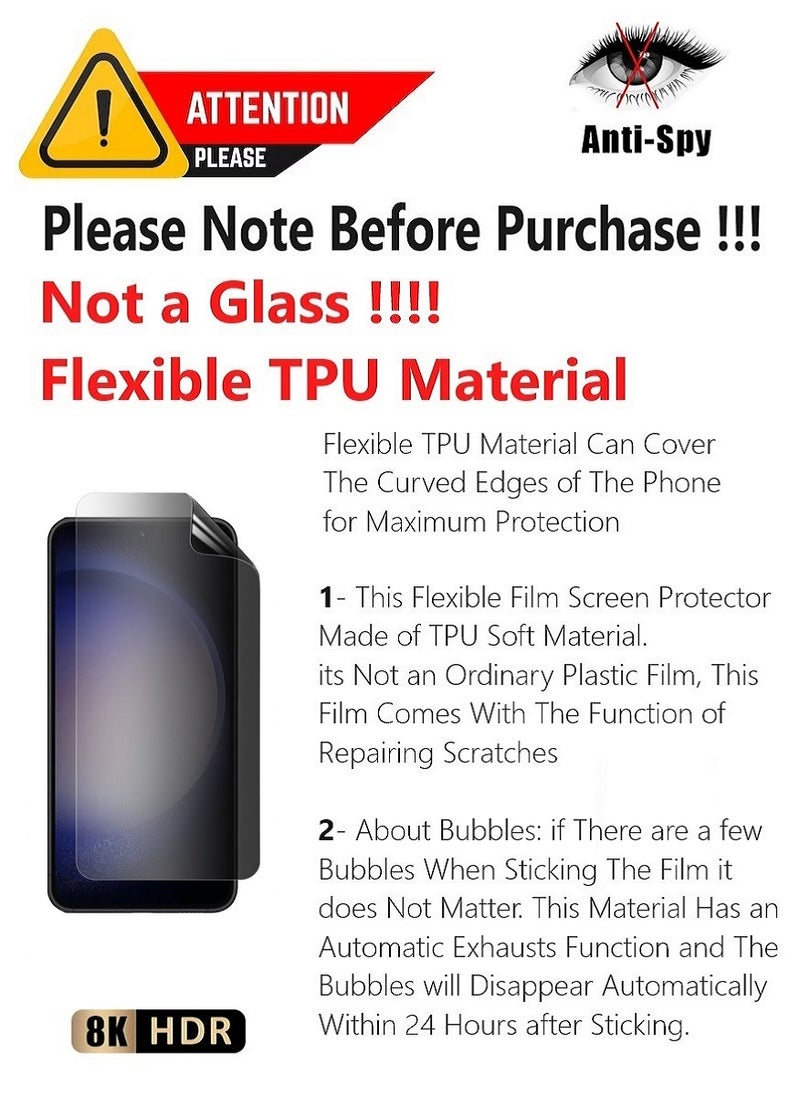 Unipha Flexible TPU Anti-Spy Privacy Screen Protector Designed For Samsung Galaxy S23 Self Healing Unbreakable HD Film - Image 2