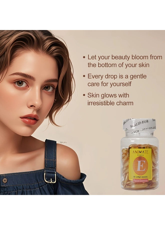 60Pcs Vitamin E & Glycerin Moisturizing Capsules - Hypoallergenic, All Skin Types, Deep Hydration & Nourishment - Fast-Absorbing, Non-Greasy, Restores Suppleness