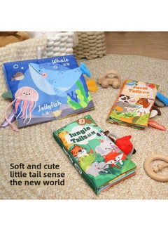 Generic Cloth Book Baby Animal Three-dimensional Tail Early Education Cloth Book Educational Toys Newborn Baby Cloth Book-Color: Tail Cloth Book-Jungle (Chinese And English Versions, 4 Pages, 8 Faces With Beeper BB) 42g  - Image 4
