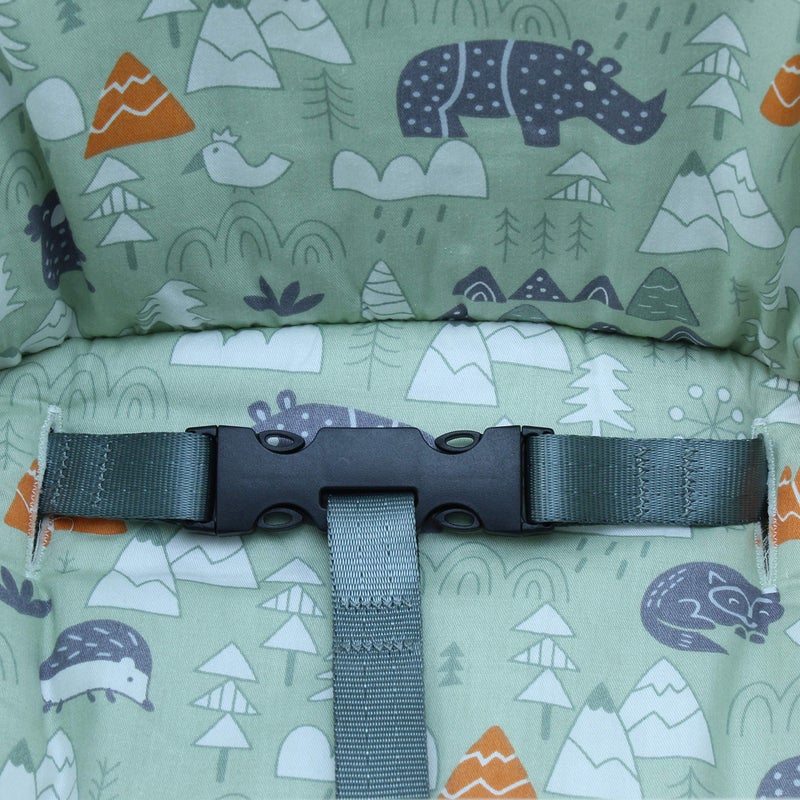 ZARPMA Cotton Seat Covers for IKEA Antilop Highchair,Cotton Surface and Padded,Forest Pattern Foldable Baby Highchair Cover for IKEA Child Chair Cushion (Green Forest) - Image 5