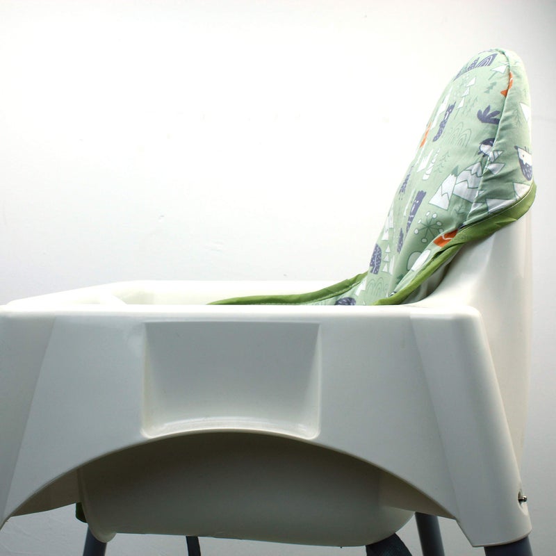 ZARPMA Cotton Seat Covers for IKEA Antilop Highchair,Cotton Surface and Padded,Forest Pattern Foldable Baby Highchair Cover for IKEA Child Chair Cushion (Green Forest) - Image 4