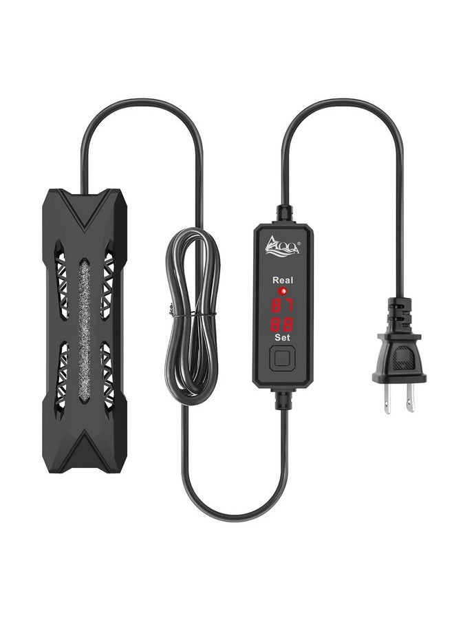 AQQA AQQA Small Aquarium Heater,Submersible Fish Tank Heater Adjustable Temperature,Mini Short Dual-use Fish Heater with LED Digital Display Thermostat,Saltwater Freshwater 50W  - Image 1