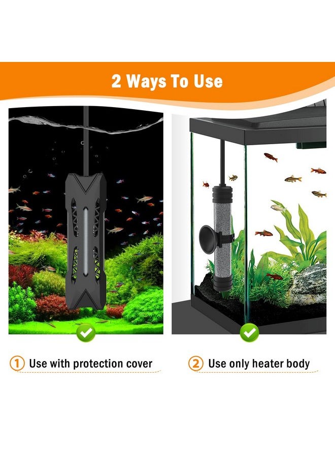 AQQA AQQA Small Aquarium Heater,Submersible Fish Tank Heater Adjustable Temperature,Mini Short Dual-use Fish Heater with LED Digital Display Thermostat,Saltwater Freshwater 50W  - Image 2