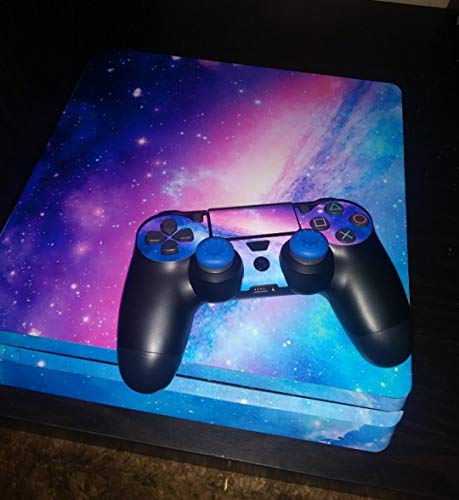 Asokex Ps4 Slim Stickers Full Body Vinyl Skin Decal Cover for PlayStation 4 Console Controllers (with 4pcs Led Lightbar Stickers) (Blue fire) (Pink Sky) - Image 2