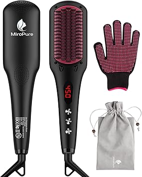 miropure Hair Straightener Brush by MiroPure 2in1 Ionic Straightening Brush with AntiScald Feature Auto Temperature Lock AutoOff Function - Image 1