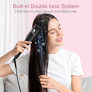 miropure Hair Straightener Brush by MiroPure 2in1 Ionic Straightening Brush with AntiScald Feature Auto Temperature Lock AutoOff Function - Image 4