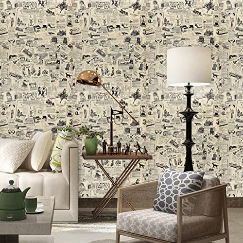 Jig-Tik Newspaper Contact Paper 45 * 300CM”Vintage Peel and Stick Self Adhesive Wallpaper Removable Wallpaper Roll Wallpaper for Furniture Shelf Drawer Liner Home - Image 5