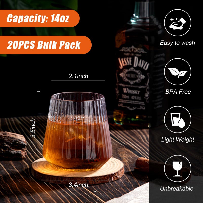 Ciaell 30 Pack Plastic Ribbed Wine Glasses - 12 OZ Thicker Origami Stemless Disposable Wine Champagne Whiskey Unbreakable Cocktail Glass, Reusable Wine Cups for Party Wedding Bar - Image 5