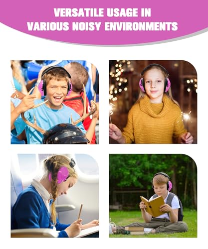 ZOHAN 032 Kids Noise Canceling Headphones - 25dB NRR Kids Ear Protection Earmuffs for School, Monster Jam, Fireworks, Travel, Air Show, Concert, Autism - Pink - Image 5
