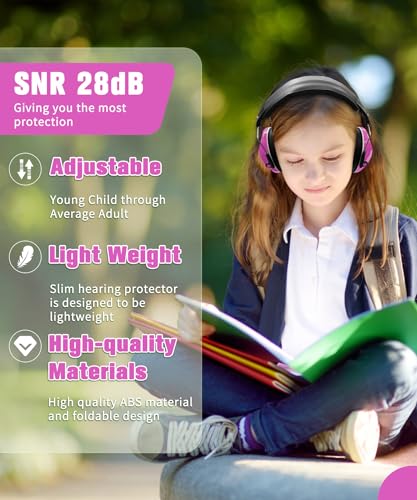 ZOHAN 032 Kids Noise Canceling Headphones - 25dB NRR Kids Ear Protection Earmuffs for School, Monster Jam, Fireworks, Travel, Air Show, Concert, Autism - Pink - Image 2