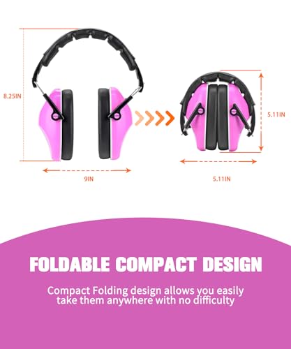 ZOHAN 032 Kids Noise Canceling Headphones - 25dB NRR Kids Ear Protection Earmuffs for School, Monster Jam, Fireworks, Travel, Air Show, Concert, Autism - Pink - Image 4