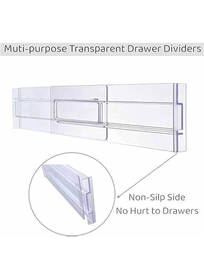 HOOKOR Drawer Dividers Organizers, Clear Plastic Drawers Separators for Clothing, Kitchen Utensils and Office Storage, Adjustable 3.1 High Expandable from 11-20.4 Kitchen Drawer Organizer, 8 Pack  - Image 4
