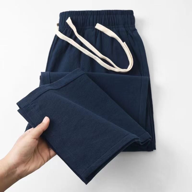 High-End Quality! Linen Pants Men'S Summer Thin Loose Straight Pants Cotton And Linen Pants Men'S Casual Ramie Pants - Image 1