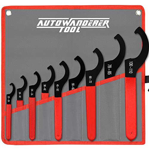 AutoWanderer Tool 9Pcs Coilover Spanner Wrench Set, Adjustable Shock Wrench Universal Carbon Steel Spanners for Most Coil Over Shock Adjustments - Image 2