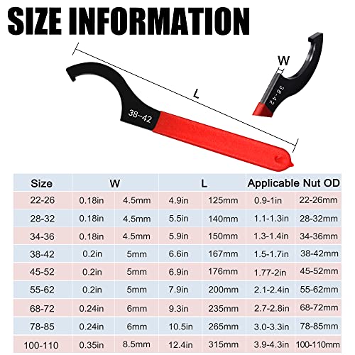AutoWanderer Tool 9Pcs Coilover Spanner Wrench Set, Adjustable Shock Wrench Universal Carbon Steel Spanners for Most Coil Over Shock Adjustments - Image 4