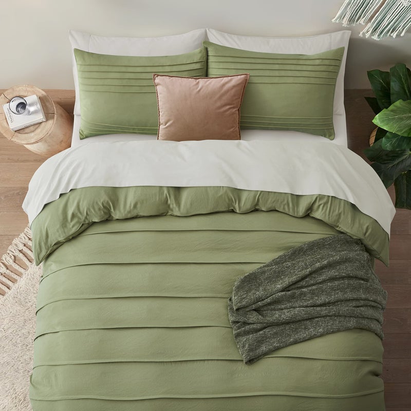 Oli Anderson Sage Green Duvet Cover King Size - Pleated King Duvet Cover, 3PCS Soft and Breathable Textured Bedding Set with Zipper Closure(Sage Green,104"x90") - Image 5