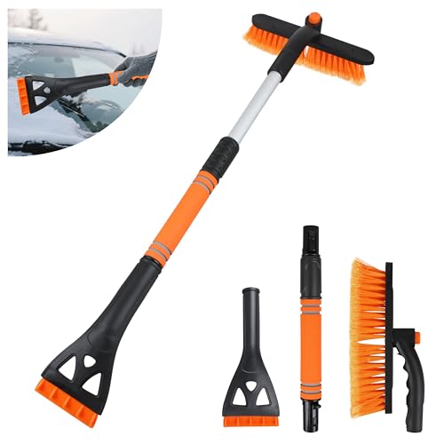 CNGGV 30.7" Snow Brush and Ice Scrapers for Car Windshield Detachable Snow Scrapers with Foam Grip 360° rotatable for Cars, Trucks, SUVs 1Pcs Orange - Image 2