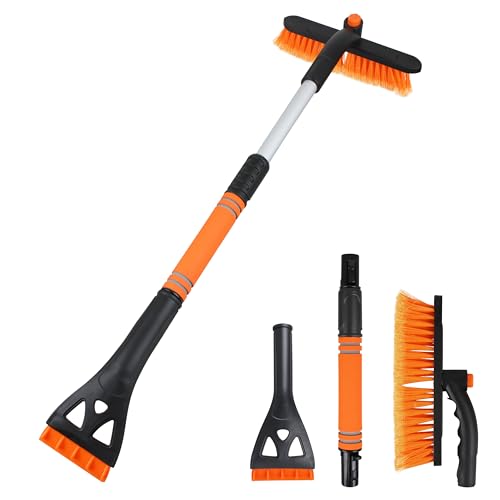 CNGGV 30.7" Snow Brush and Ice Scrapers for Car Windshield Detachable Snow Scrapers with Foam Grip 360° rotatable for Cars, Trucks, SUVs 1Pcs Orange - Image 1
