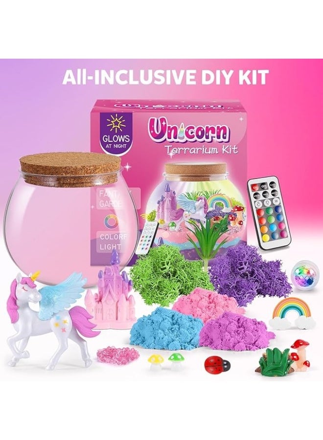 BaytEasy Unicorn Terrarium Crafts Kit, Unicorn Toy for Kids Ages 4-10, Artistic Birthday Gift with Remote Control and LED Night Light, Perfect Holiday and Birthday Gift for Girls - Image 2