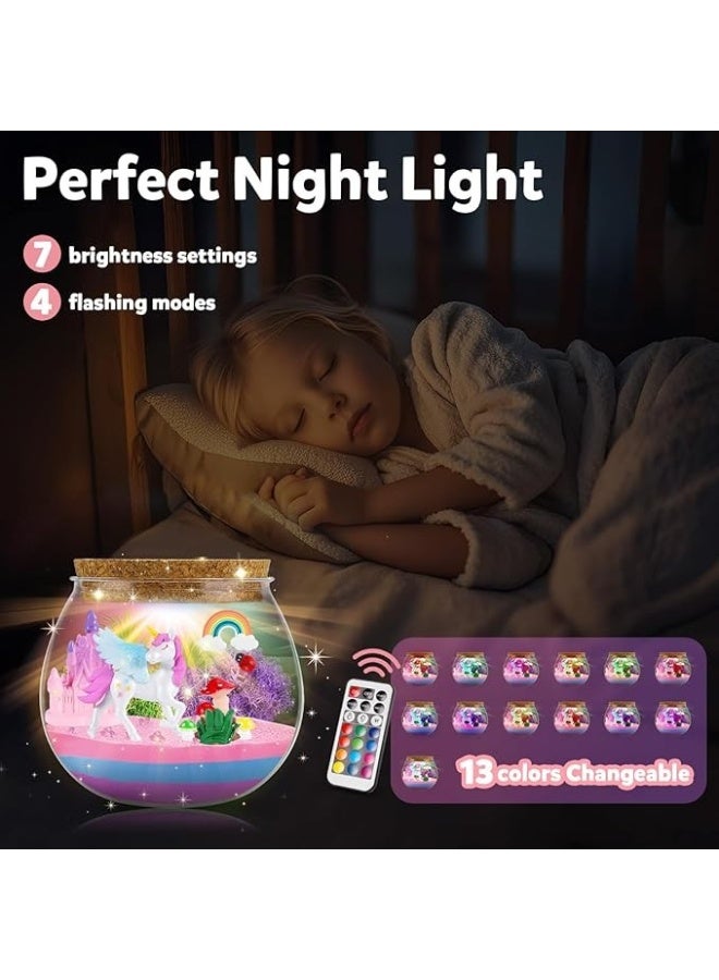 BaytEasy Unicorn Terrarium Crafts Kit, Unicorn Toy for Kids Ages 4-10, Artistic Birthday Gift with Remote Control and LED Night Light, Perfect Holiday and Birthday Gift for Girls - Image 3