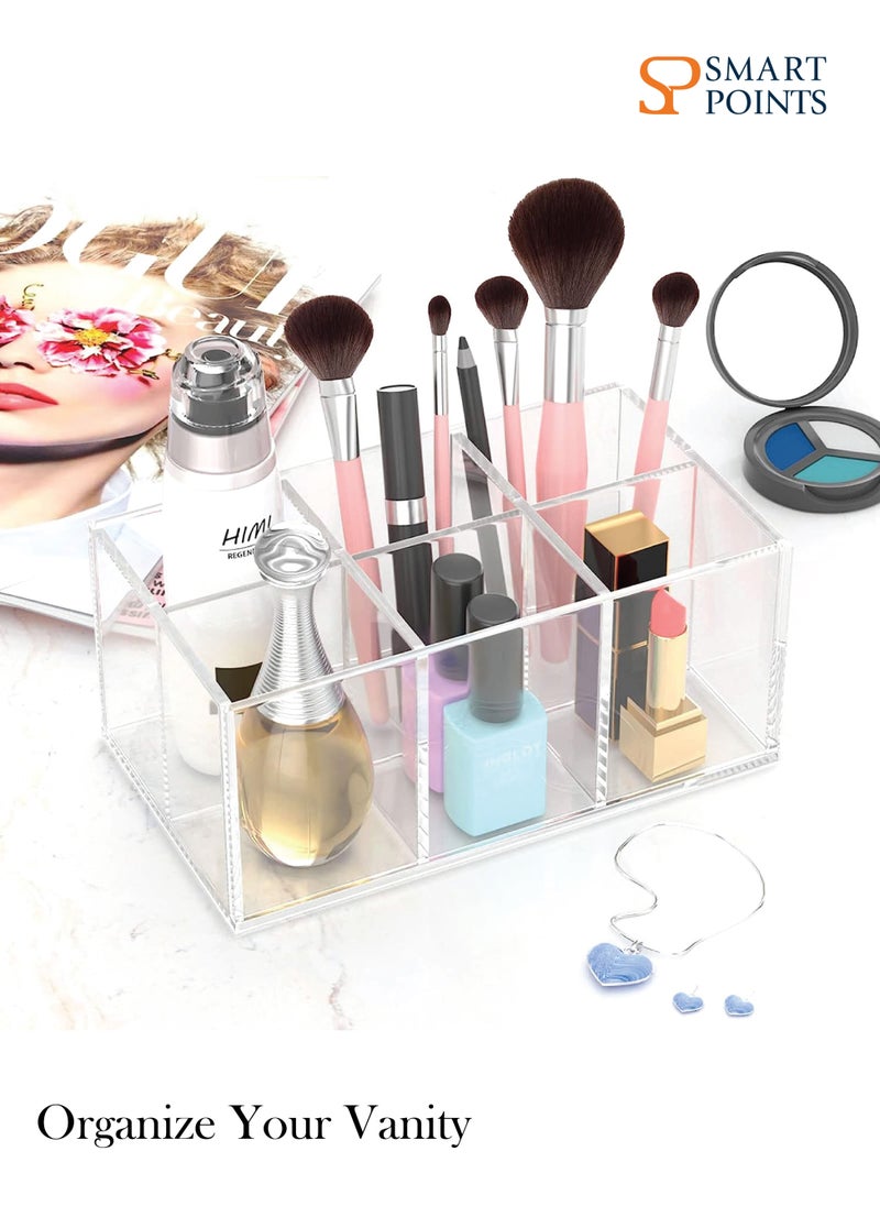 SMARTPOINTS Clear Makeup Brush Holder Organizer Acrylic 6-Slots Cosmetic Brushes Storage Organizer for Vanity Countertop  - Image 4