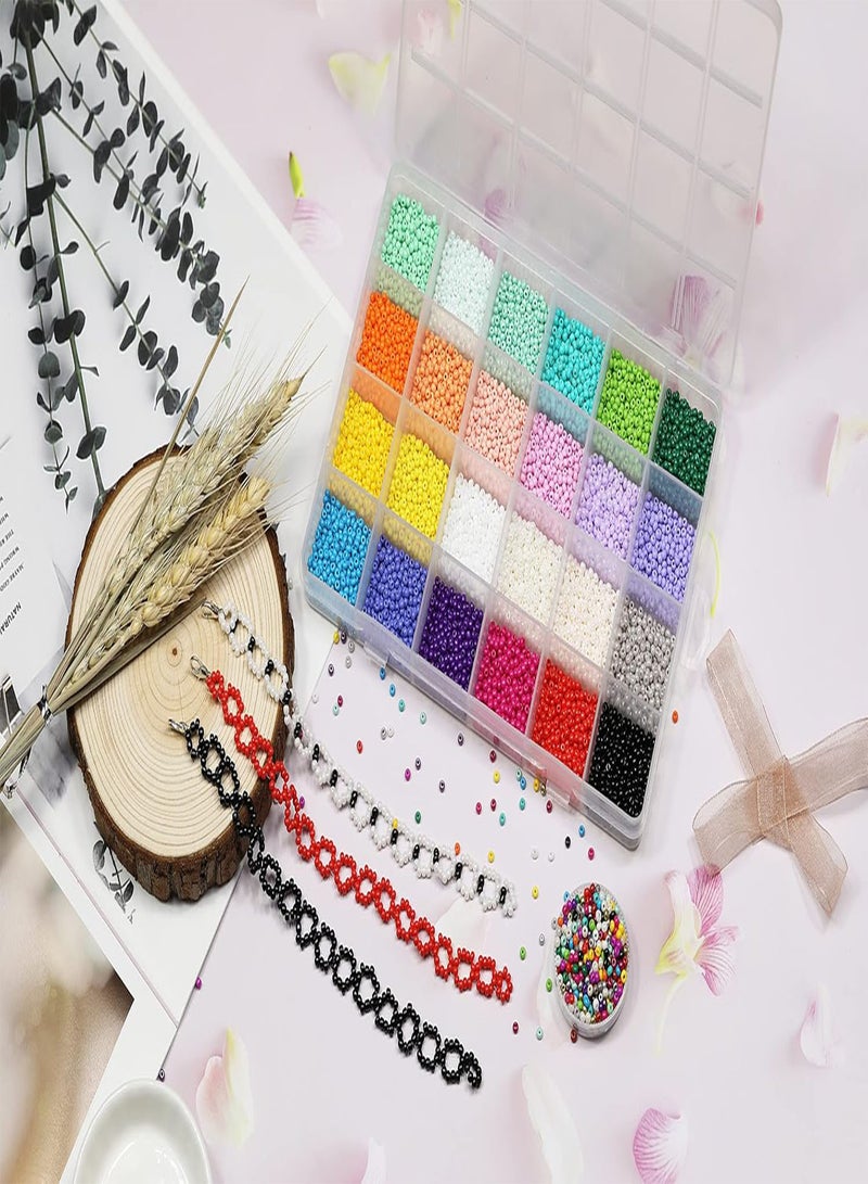 GGOOT 8/0 3mm Glass Seed Beads About 720pcs 24 Colors Loose Craft Beads Kit Earring Making Seed Beads with 24-Grid Plastic Storage Box for Jewelry Making - Image 5