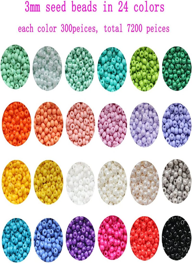 GGOOT 8/0 3mm Glass Seed Beads About 720pcs 24 Colors Loose Craft Beads Kit Earring Making Seed Beads with 24-Grid Plastic Storage Box for Jewelry Making - Image 2