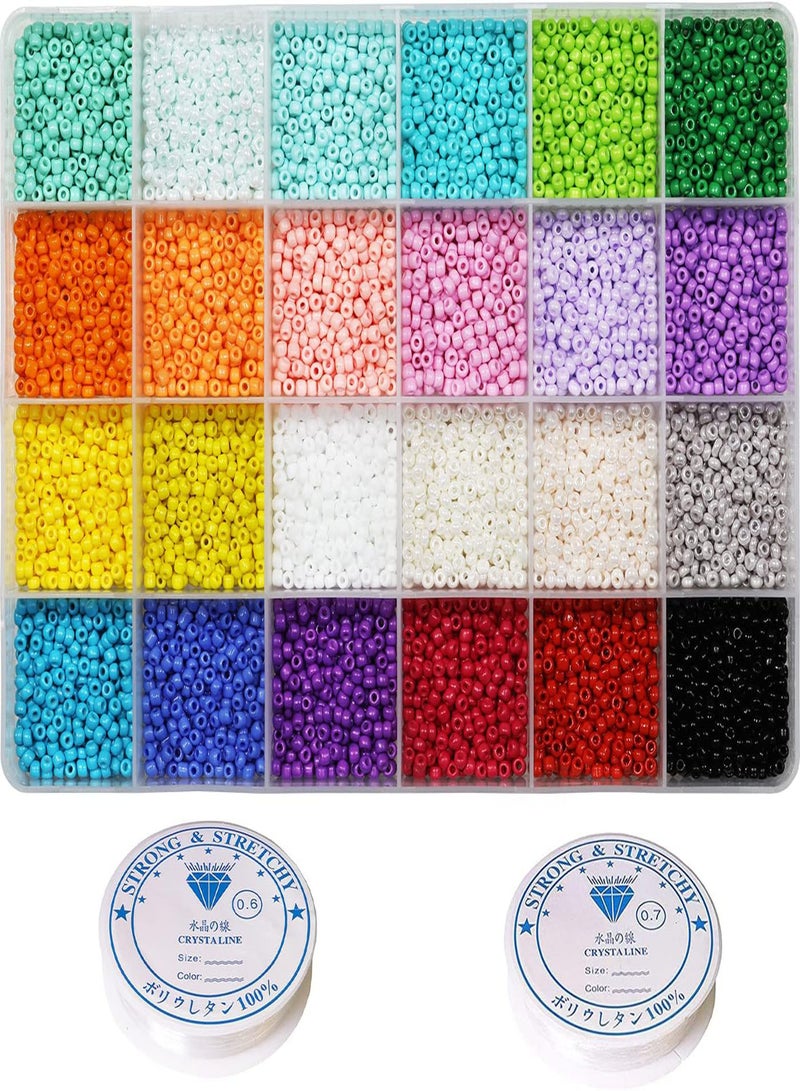 GGOOT 8/0 3mm Glass Seed Beads About 720pcs 24 Colors Loose Craft Beads Kit Earring Making Seed Beads with 24-Grid Plastic Storage Box for Jewelry Making - Image 1