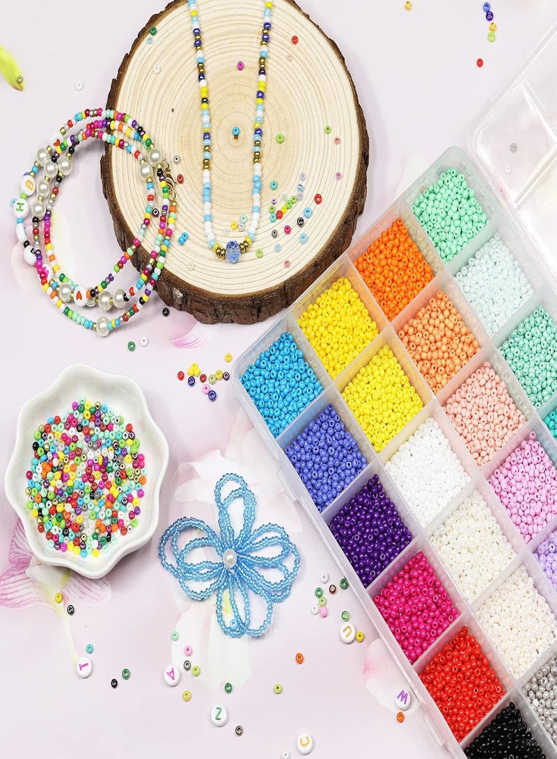 GGOOT 8/0 3mm Glass Seed Beads About 720pcs 24 Colors Loose Craft Beads Kit Earring Making Seed Beads with 24-Grid Plastic Storage Box for Jewelry Making - Image 3