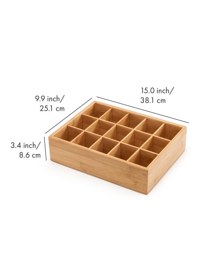GOBAM GOBAM Bamboo Closet Drawer Divider - Storage Organizer with 15 Compartments, Drawer Organizer, Storage Box for Belts, Ties, Bras, Briefs, Socks & Jewelry - Natural  - Image 2