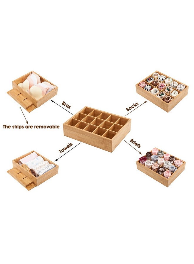 GOBAM GOBAM Bamboo Closet Drawer Divider - Storage Organizer with 15 Compartments, Drawer Organizer, Storage Box for Belts, Ties, Bras, Briefs, Socks & Jewelry - Natural  - Image 5