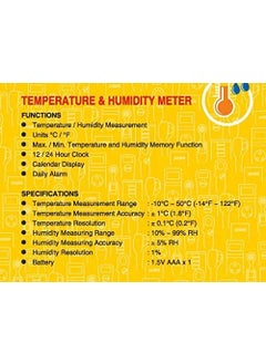 NAAFIE MECO THM9 Temperature Humidity Meter With Alarm Clock Calendar Display  - Image 4