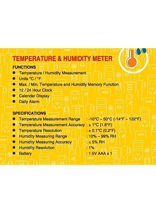NAAFIE - MECO THM9 Temperature Humidity Meter With Alarm Clock Calendar Display - Image 1