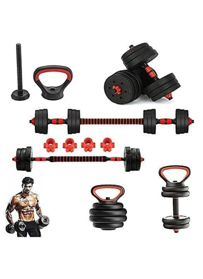 Arabest - 4 in1 Dumbbells Set,Adjustable Dumbbell Set for Gym Used as Barbell, Kettlebells,Push up Stand Dumbbell Body Building 15KG Set,Free Weights Set for Home Fitness - Image 1